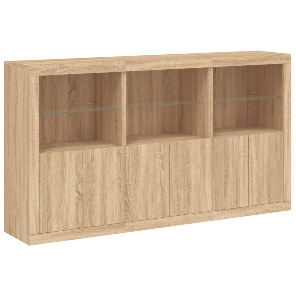 Dressoir met LED-verlichting 181,5x37x100 cm sonoma eikenkleur is nu te koop bij PeponiXL, paradijselijk wonen!