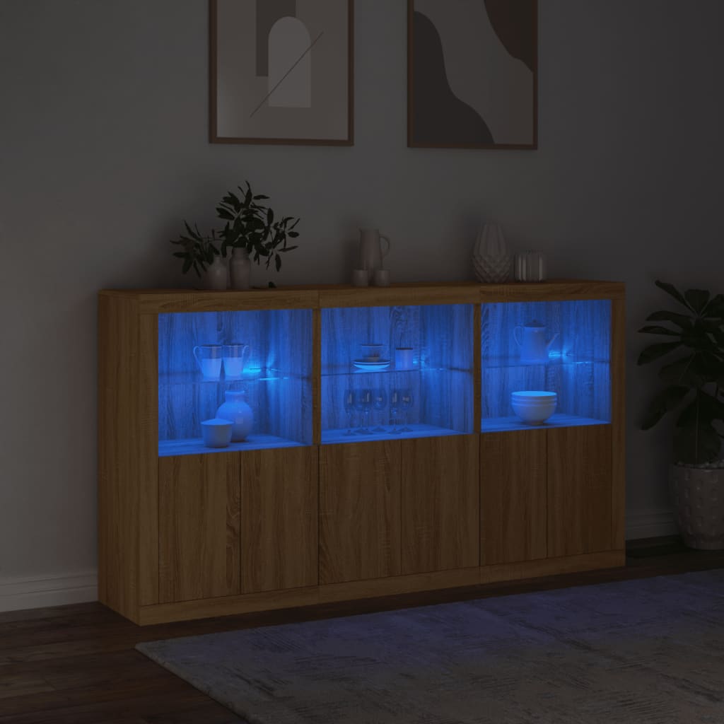 Dressoir met LED-verlichting 181,5x37x100 cm sonoma eikenkleur is nu te koop bij PeponiXL, paradijselijk wonen!