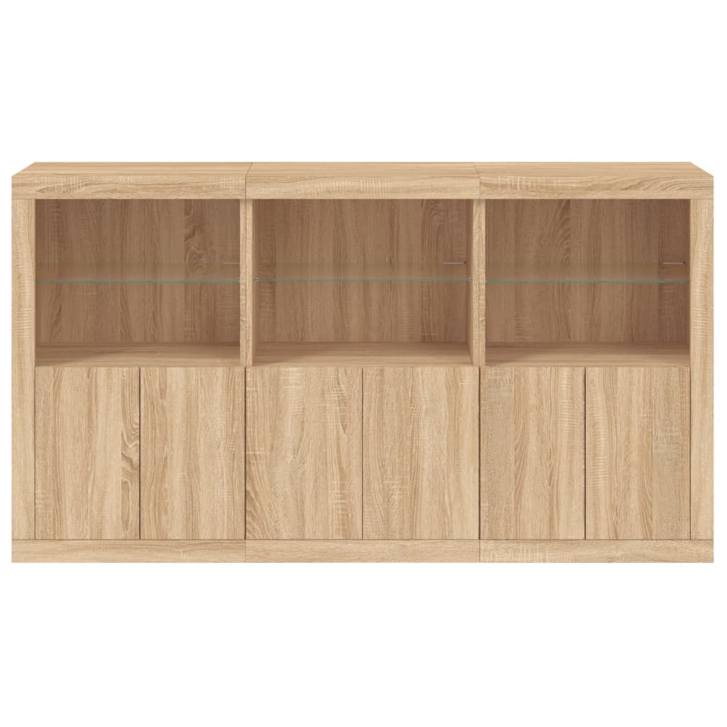 Dressoir met LED-verlichting 181,5x37x100 cm sonoma eikenkleur is nu te koop bij PeponiXL, paradijselijk wonen!