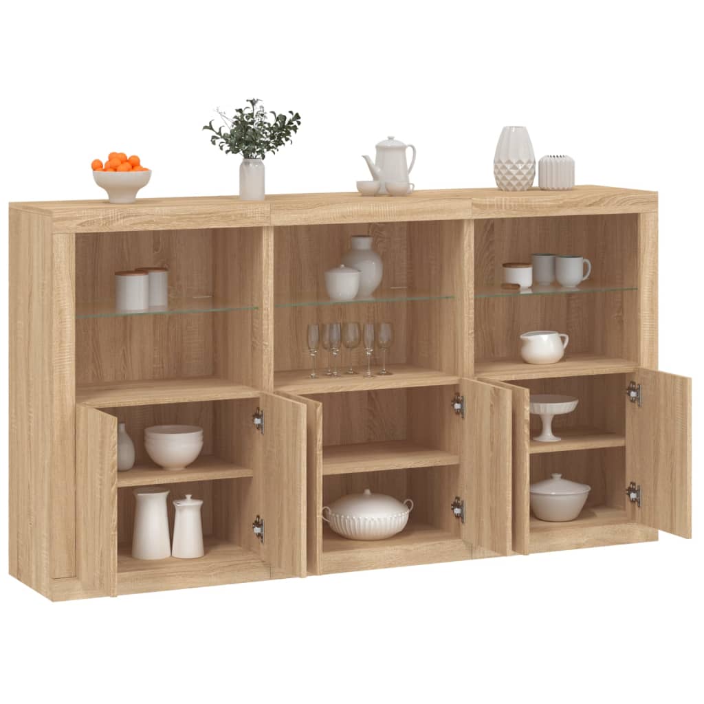 Dressoir met LED-verlichting 181,5x37x100 cm sonoma eikenkleur is nu te koop bij PeponiXL, paradijselijk wonen!