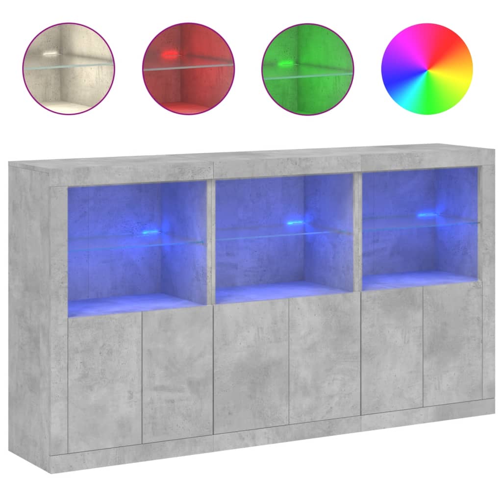 Dressoir met LED-verlichting 181,5x37x100 cm betongrijs is nu te koop bij PeponiXL, paradijselijk wonen!