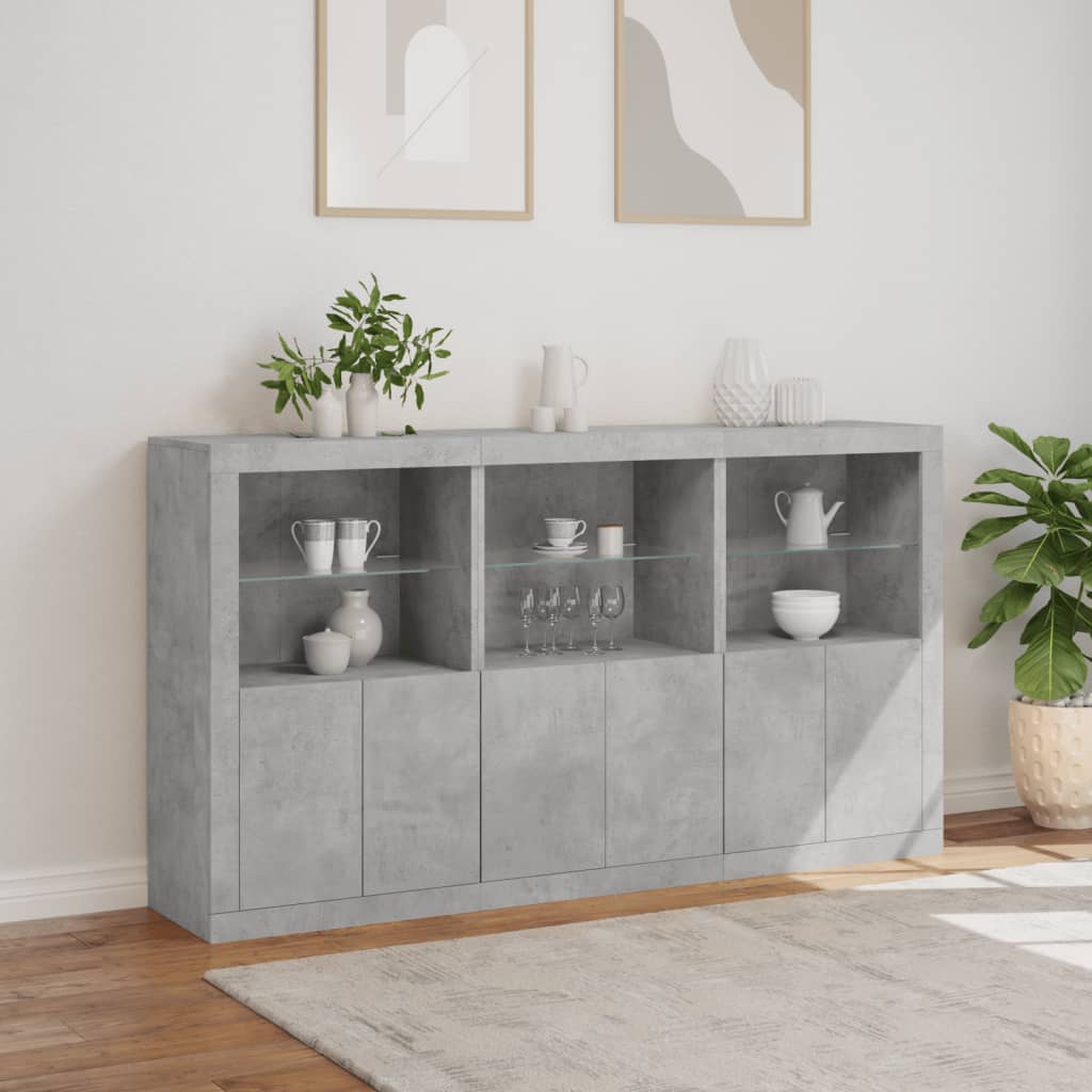 Dressoir met LED-verlichting 181,5x37x100 cm betongrijs is nu te koop bij PeponiXL, paradijselijk wonen!