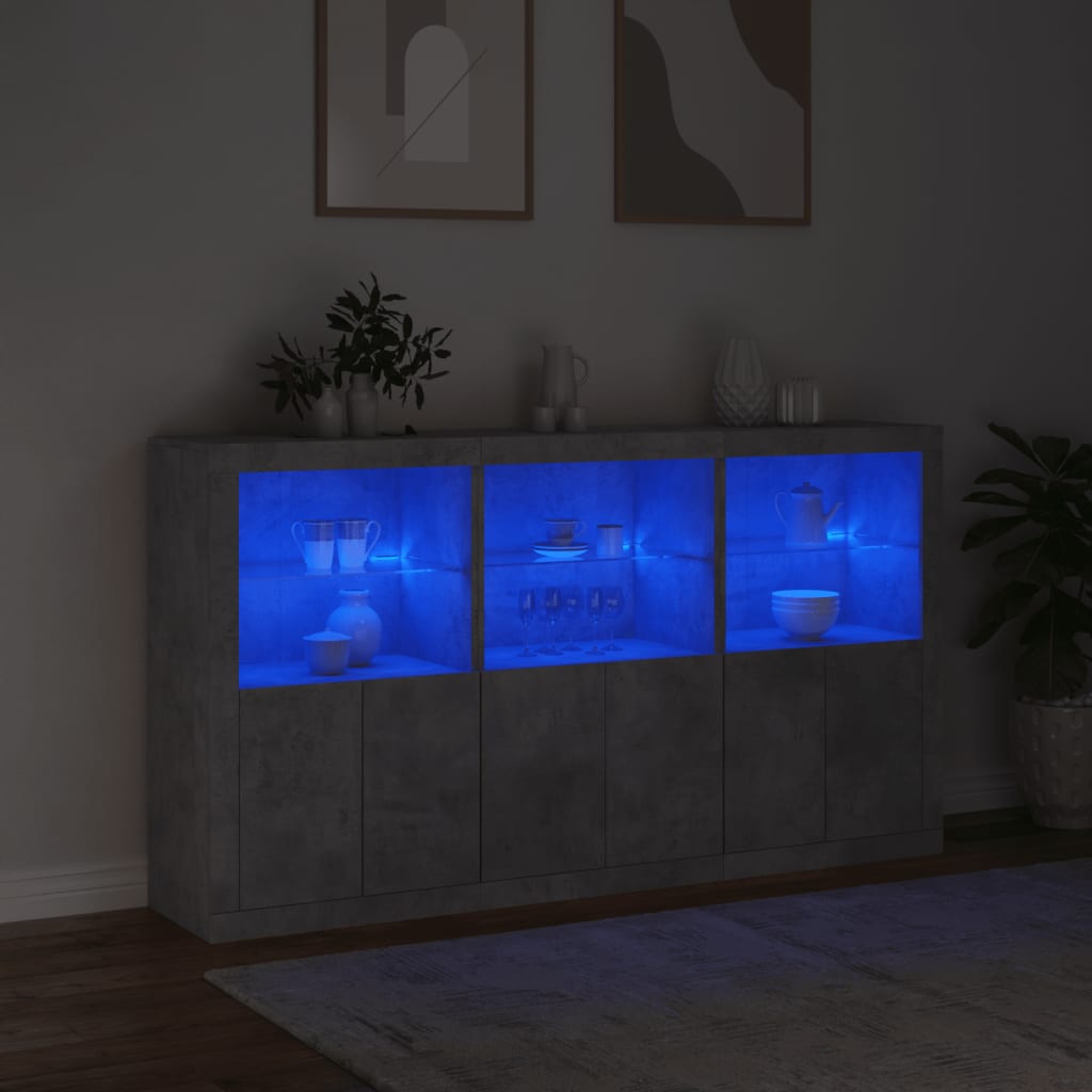 Dressoir met LED-verlichting 181,5x37x100 cm betongrijs is nu te koop bij PeponiXL, paradijselijk wonen!