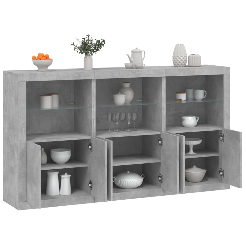 Dressoir met LED-verlichting 181,5x37x100 cm betongrijs is nu te koop bij PeponiXL, paradijselijk wonen!