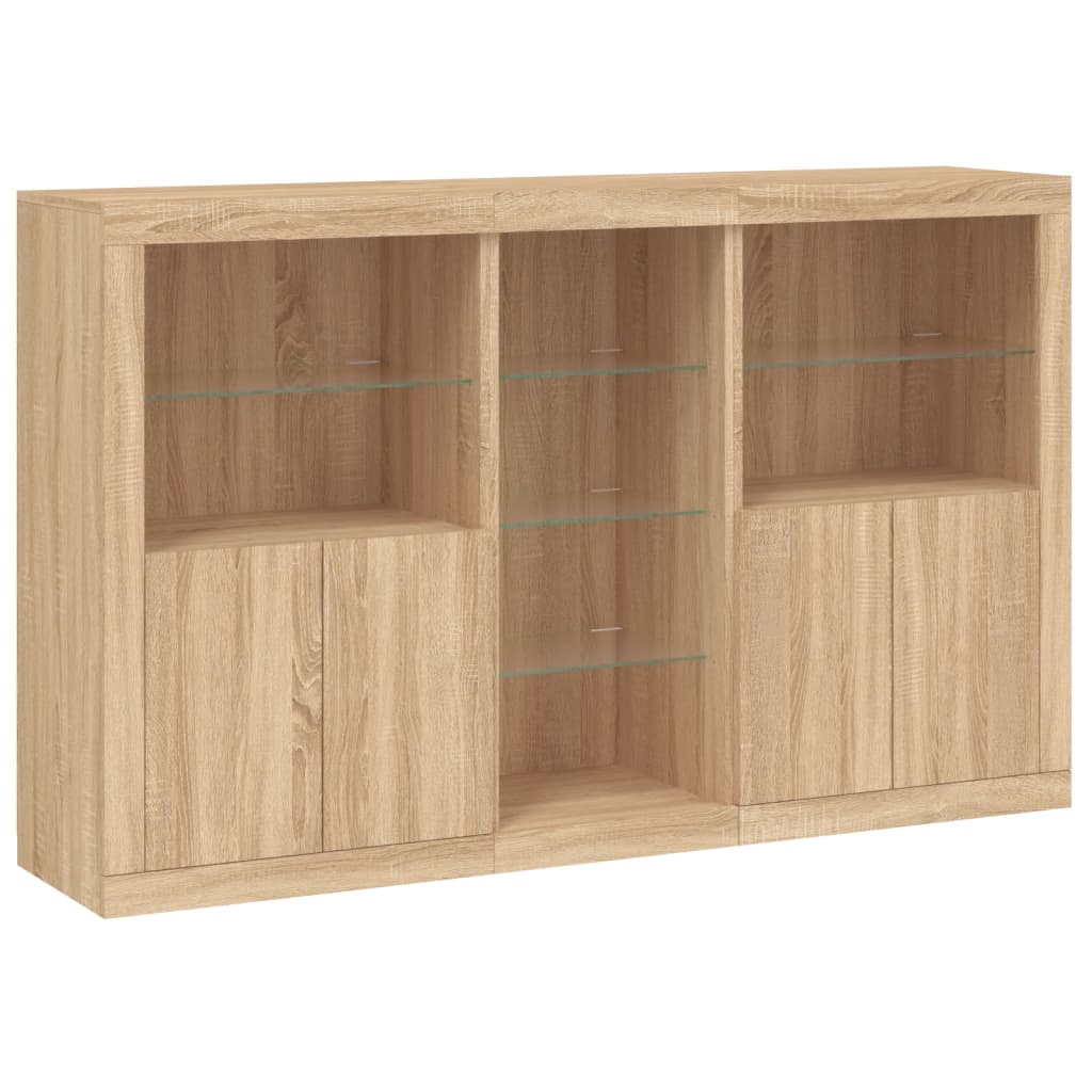 Dressoir met LED-verlichting 162x37x100 cm sonoma eikenkleurig is nu te koop bij PeponiXL, paradijselijk wonen!