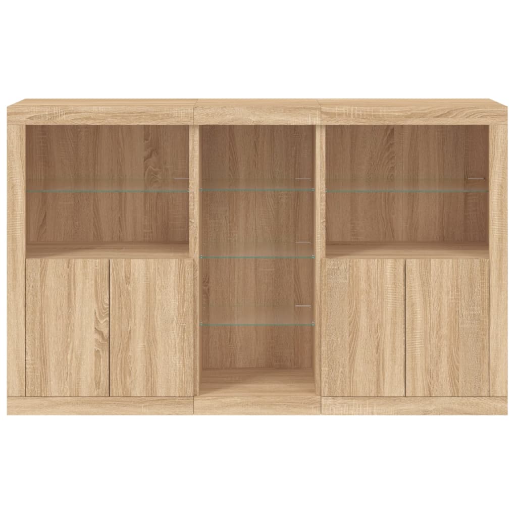 Dressoir met LED-verlichting 162x37x100 cm sonoma eikenkleurig is nu te koop bij PeponiXL, paradijselijk wonen!