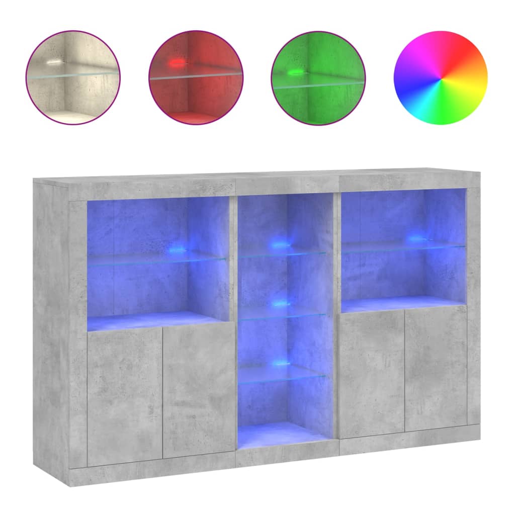 Dressoir met LED-verlichting 162x37x100 cm betongrijs is nu te koop bij PeponiXL, paradijselijk wonen!