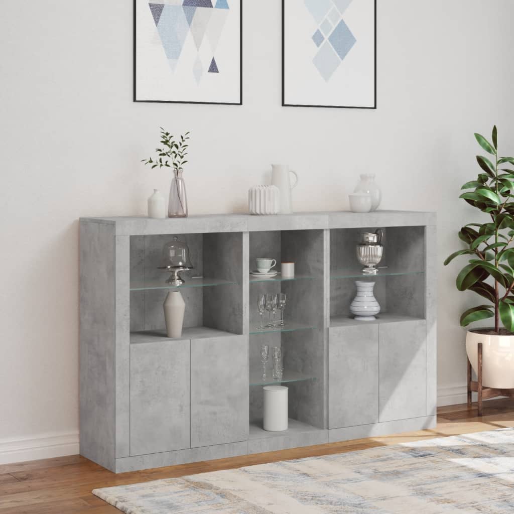 Dressoir met LED-verlichting 162x37x100 cm betongrijs is nu te koop bij PeponiXL, paradijselijk wonen!