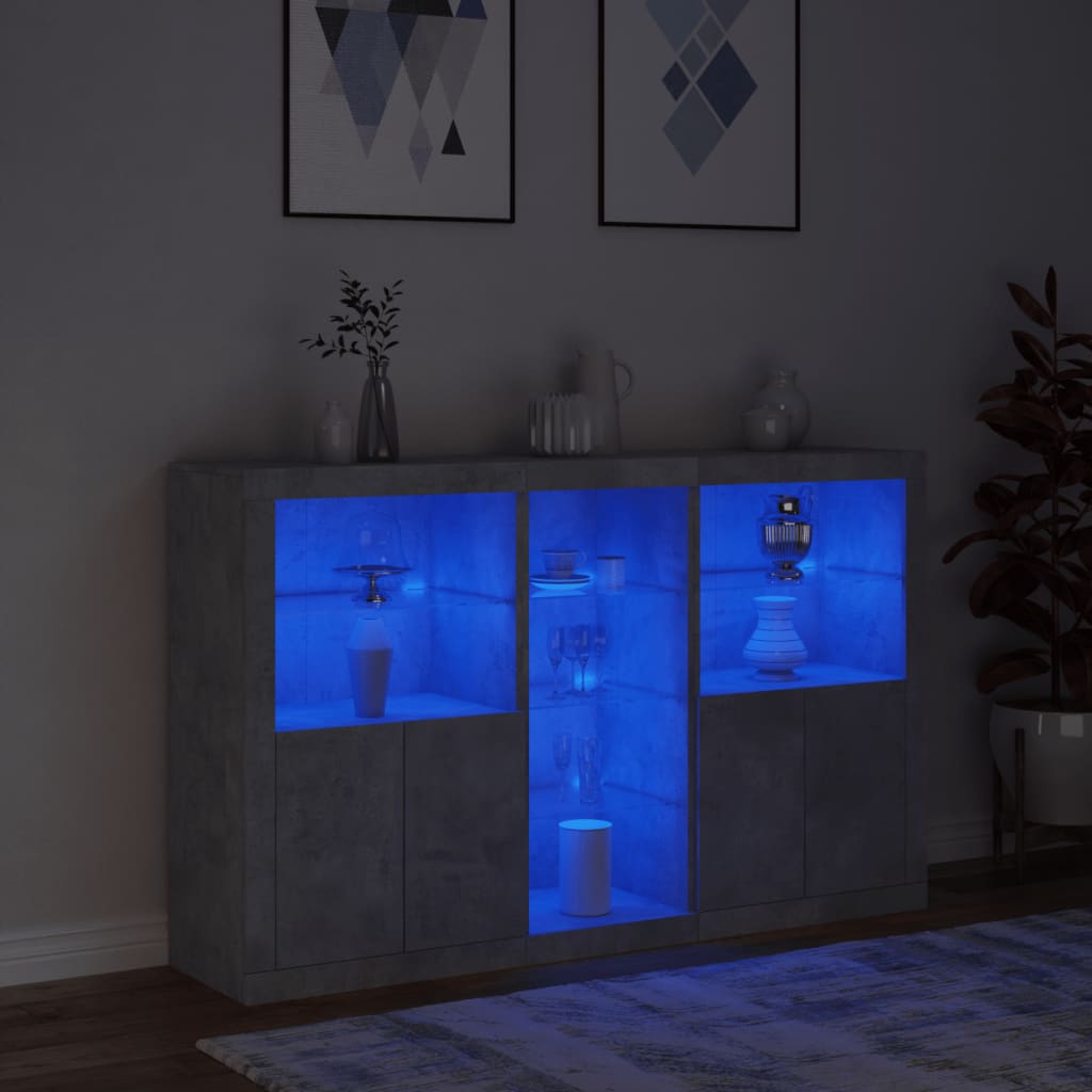 Dressoir met LED-verlichting 162x37x100 cm betongrijs is nu te koop bij PeponiXL, paradijselijk wonen!