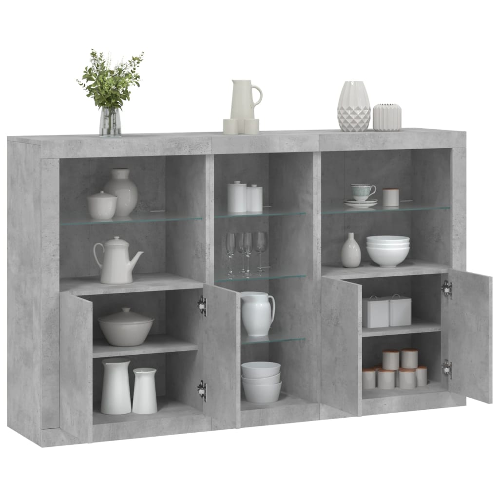 Dressoir met LED-verlichting 162x37x100 cm betongrijs is nu te koop bij PeponiXL, paradijselijk wonen!