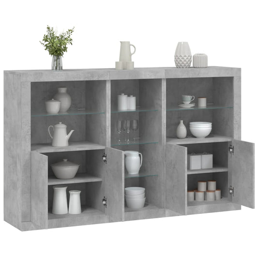 Dressoir met LED-verlichting 162x37x100 cm betongrijs is nu te koop bij PeponiXL, paradijselijk wonen!