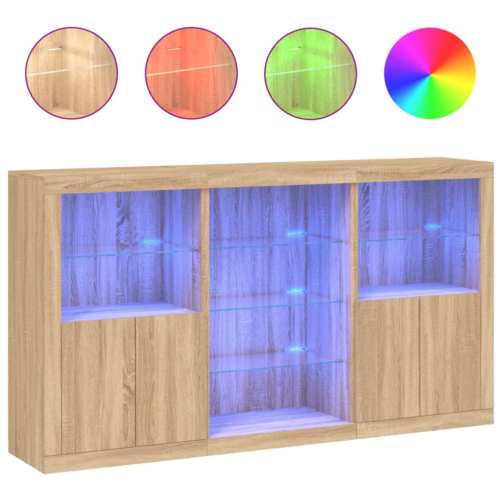 Dressoir met LED-verlichting 181,5x37x100 cm sonoma eikenkleur is nu te koop bij PeponiXL, paradijselijk wonen!