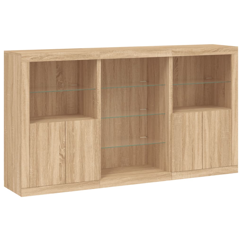 Dressoir met LED-verlichting 181,5x37x100 cm sonoma eikenkleur is nu te koop bij PeponiXL, paradijselijk wonen!