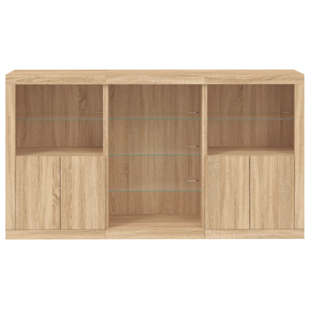 Dressoir met LED-verlichting 181,5x37x100 cm sonoma eikenkleur is nu te koop bij PeponiXL, paradijselijk wonen!