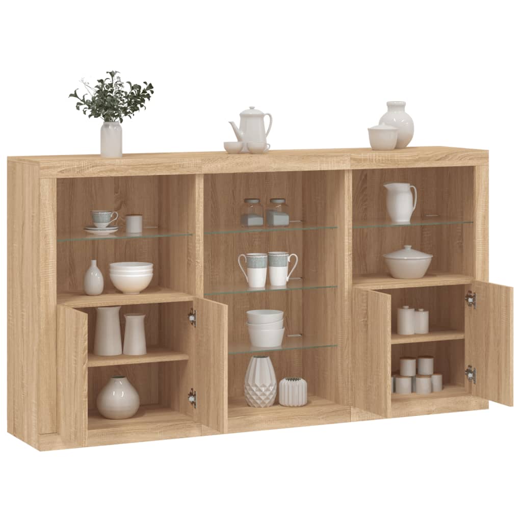Dressoir met LED-verlichting 181,5x37x100 cm sonoma eikenkleur is nu te koop bij PeponiXL, paradijselijk wonen!