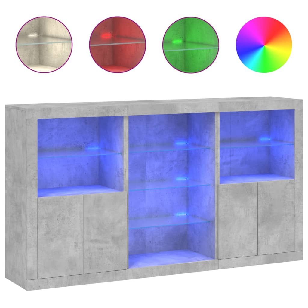 Dressoir met LED-verlichting 181,5x37x100 cm betongrijs is nu te koop bij PeponiXL, paradijselijk wonen!