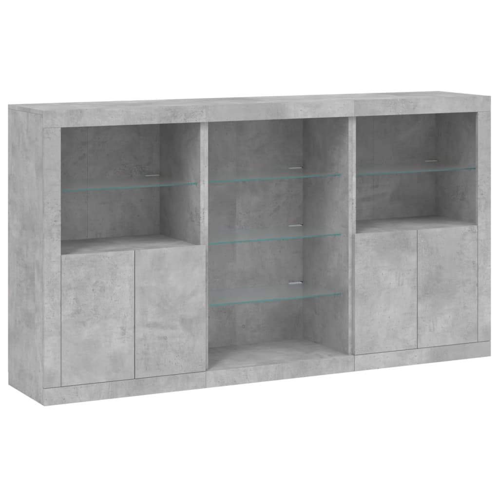 Dressoir met LED-verlichting 181,5x37x100 cm betongrijs is nu te koop bij PeponiXL, paradijselijk wonen!