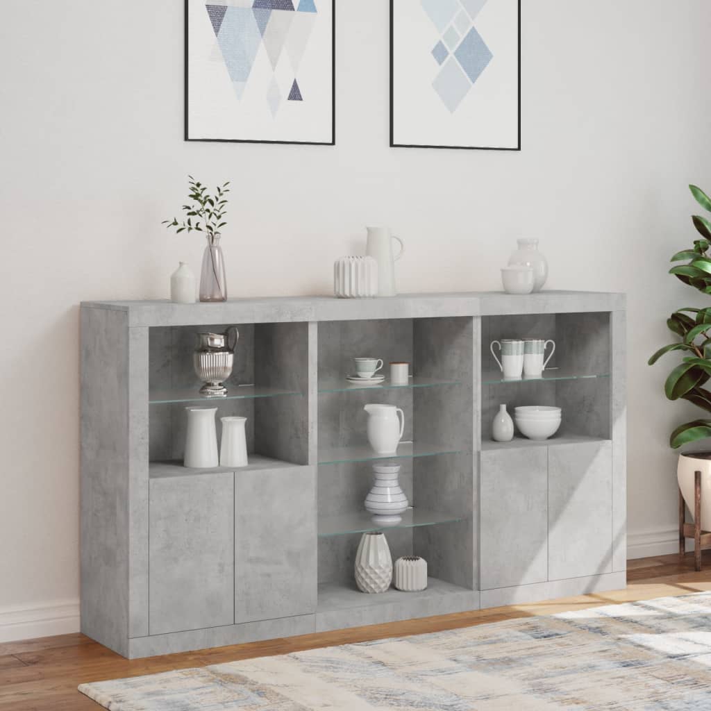 Dressoir met LED-verlichting 181,5x37x100 cm betongrijs is nu te koop bij PeponiXL, paradijselijk wonen!