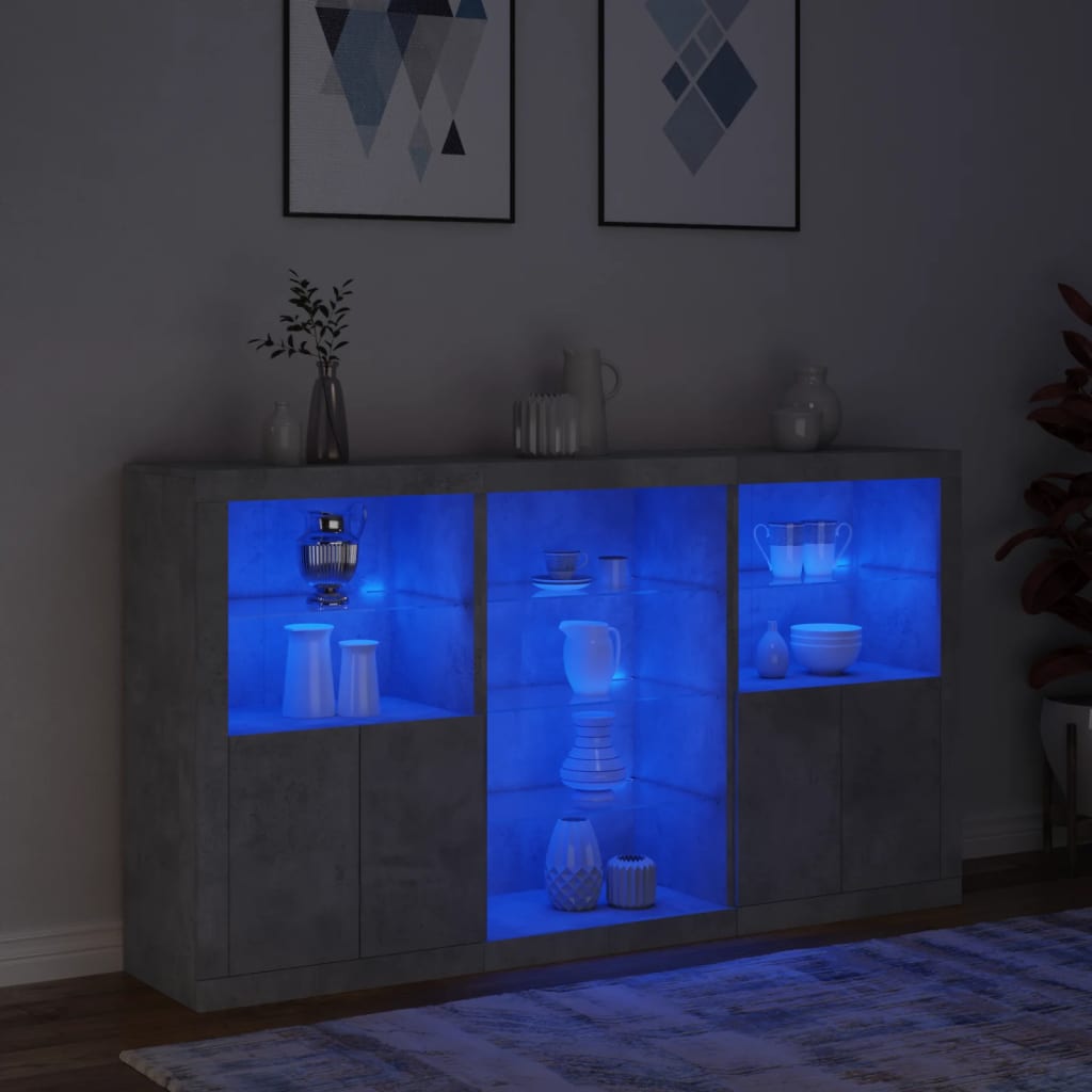 Dressoir met LED-verlichting 181,5x37x100 cm betongrijs is nu te koop bij PeponiXL, paradijselijk wonen!
