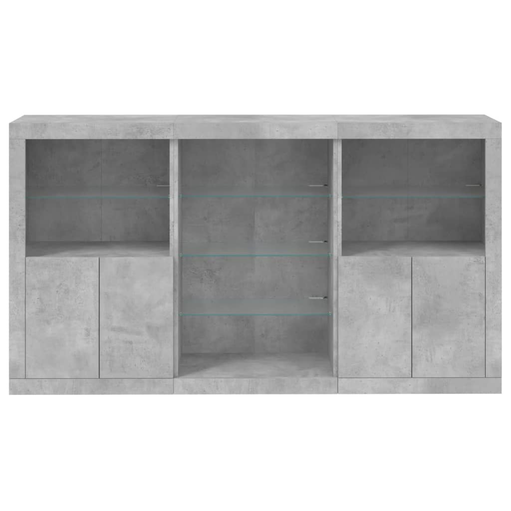 Dressoir met LED-verlichting 181,5x37x100 cm betongrijs is nu te koop bij PeponiXL, paradijselijk wonen!