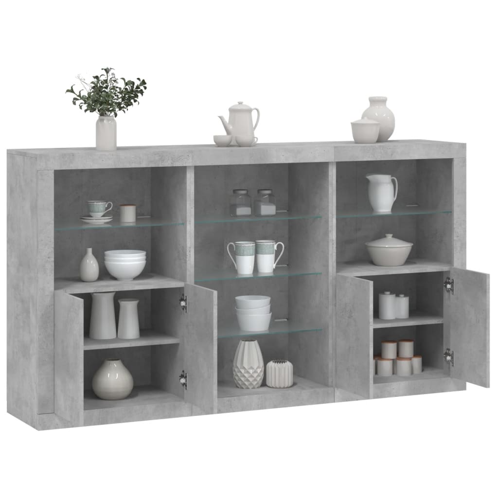 Dressoir met LED-verlichting 181,5x37x100 cm betongrijs is nu te koop bij PeponiXL, paradijselijk wonen!