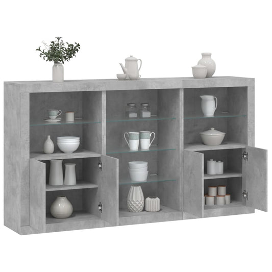 Dressoir met LED-verlichting 181,5x37x100 cm betongrijs is nu te koop bij PeponiXL, paradijselijk wonen!