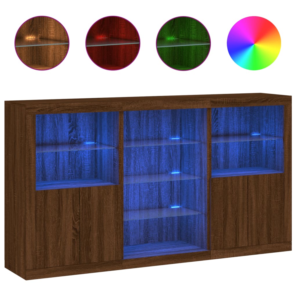 Dressoir met LED-verlichting 181,5x37x100 cm bruin eikenkleur is nu te koop bij PeponiXL, paradijselijk wonen!