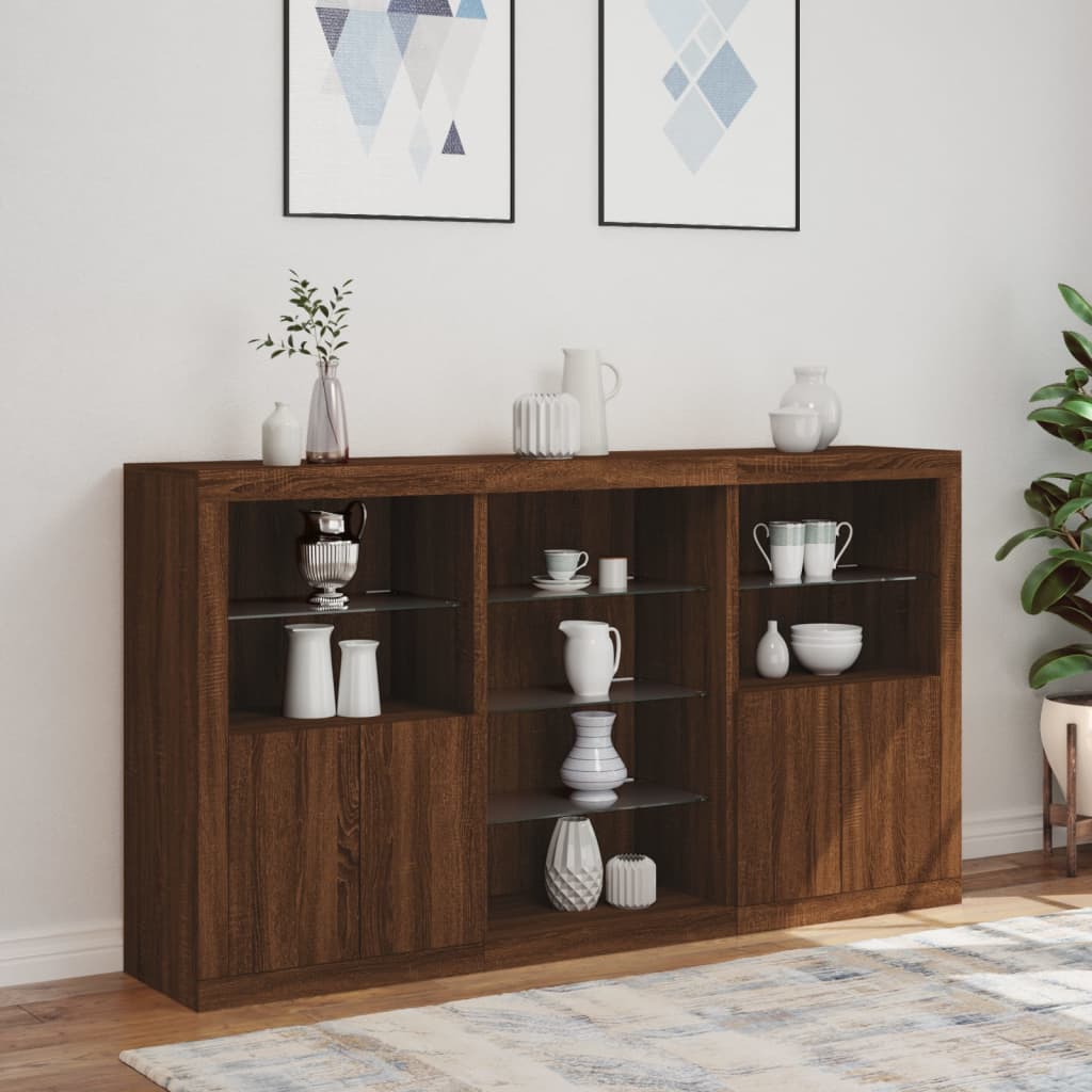 Dressoir met LED-verlichting 181,5x37x100 cm bruin eikenkleur is nu te koop bij PeponiXL, paradijselijk wonen!