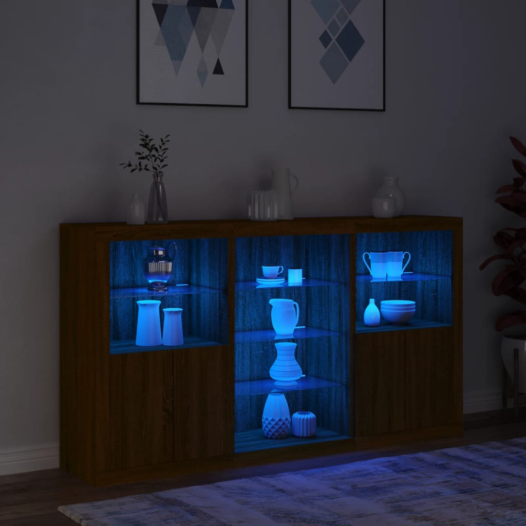 Dressoir met LED-verlichting 181,5x37x100 cm bruin eikenkleur is nu te koop bij PeponiXL, paradijselijk wonen!
