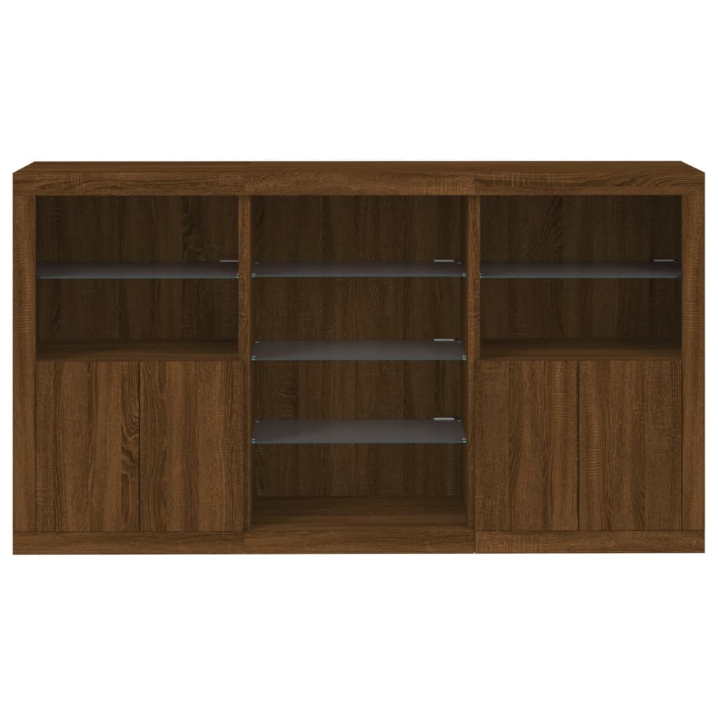 Dressoir met LED-verlichting 181,5x37x100 cm bruin eikenkleur is nu te koop bij PeponiXL, paradijselijk wonen!