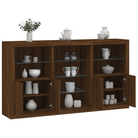 Dressoir met LED-verlichting 181,5x37x100 cm bruin eikenkleur is nu te koop bij PeponiXL, paradijselijk wonen!