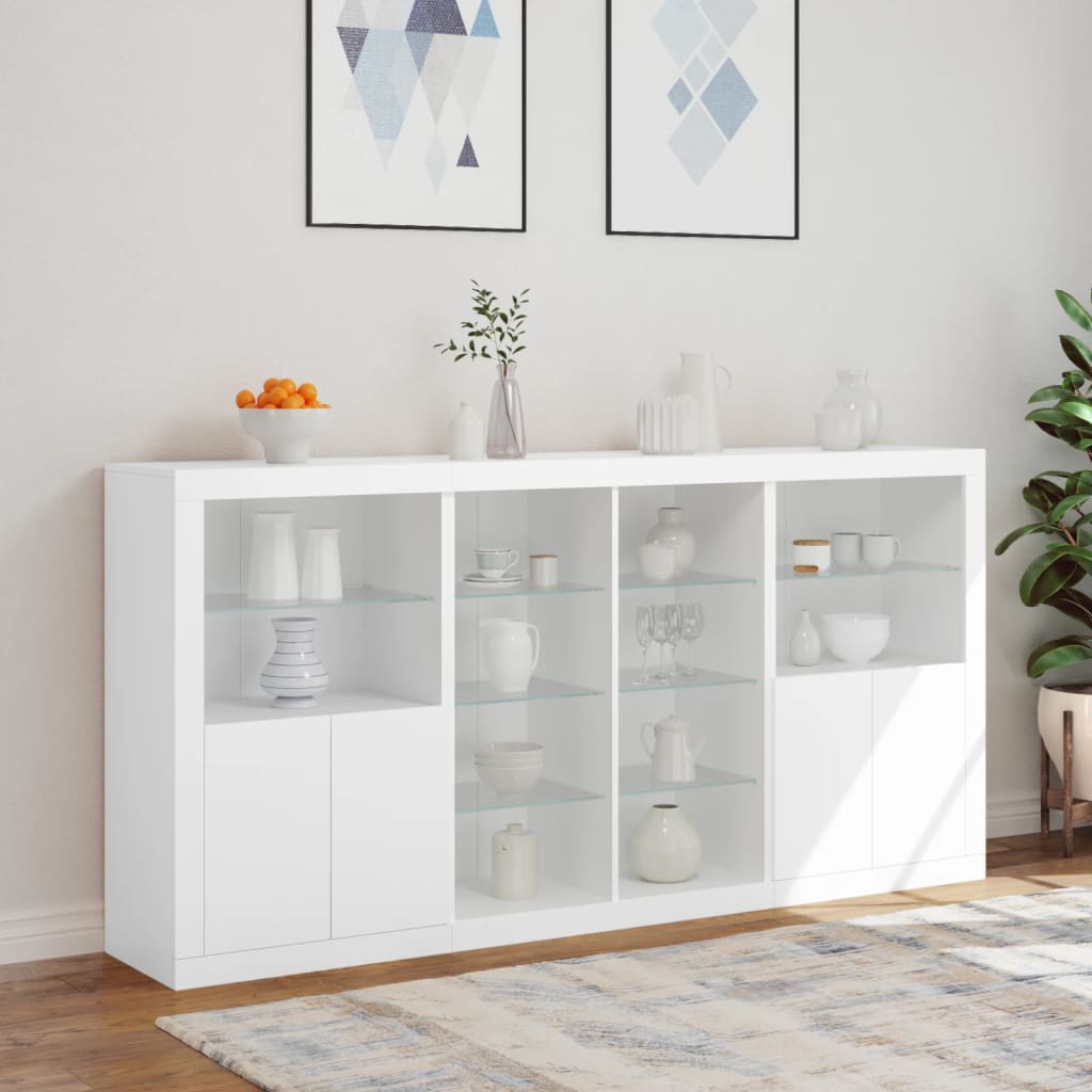 Dressoir met LED-verlichting 202x37x100 cm wit is nu te koop bij PeponiXL, paradijselijk wonen!