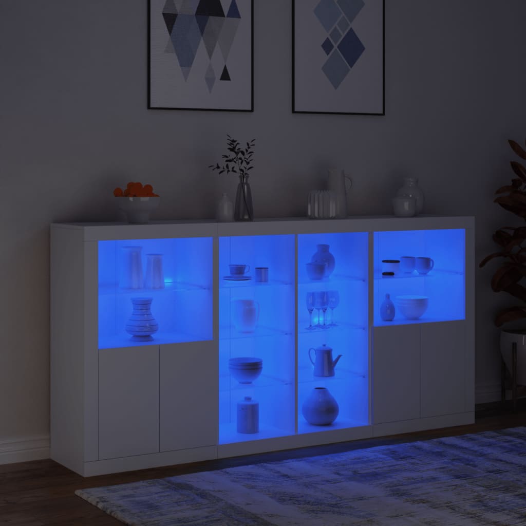 Dressoir met LED-verlichting 202x37x100 cm wit is nu te koop bij PeponiXL, paradijselijk wonen!