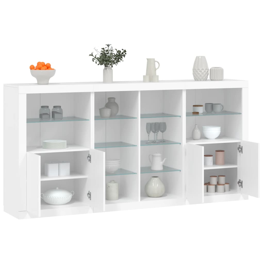 Dressoir met LED-verlichting 202x37x100 cm wit is nu te koop bij PeponiXL, paradijselijk wonen!