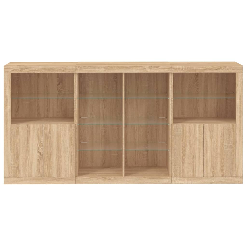 Dressoir met LED-verlichting 202x37x100 cm sonoma eikenkleurig is nu te koop bij PeponiXL, paradijselijk wonen!