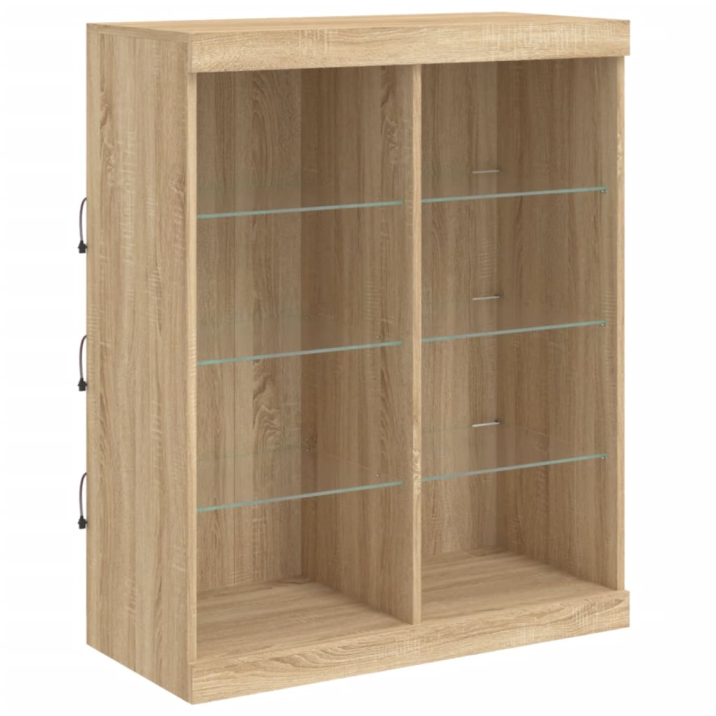 Dressoir met LED-verlichting 202x37x100 cm sonoma eikenkleurig is nu te koop bij PeponiXL, paradijselijk wonen!