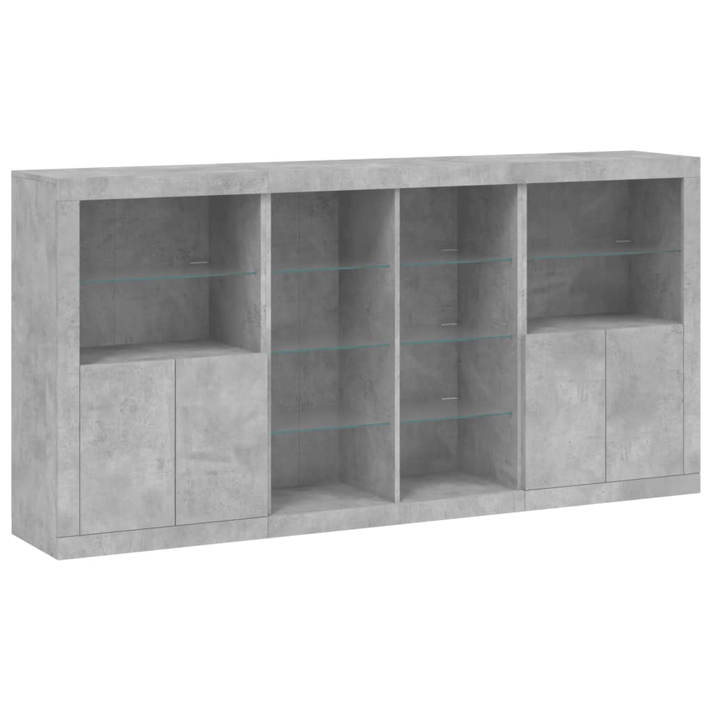 Dressoir met LED-verlichting 202x37x100 cm betongrijs is nu te koop bij PeponiXL, paradijselijk wonen!