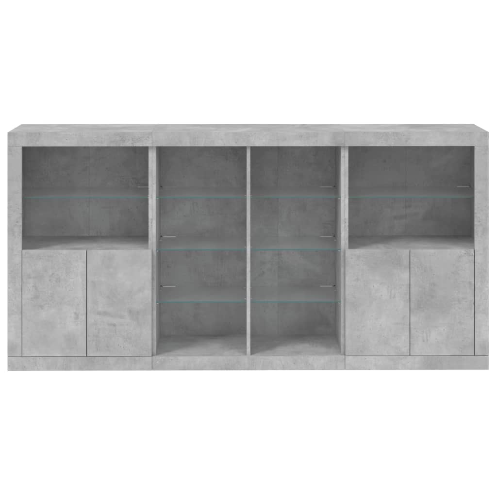 Dressoir met LED-verlichting 202x37x100 cm betongrijs is nu te koop bij PeponiXL, paradijselijk wonen!