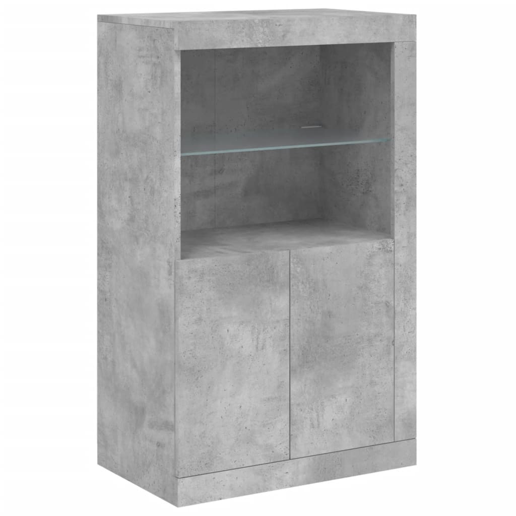 Dressoir met LED-verlichting 202x37x100 cm betongrijs is nu te koop bij PeponiXL, paradijselijk wonen!