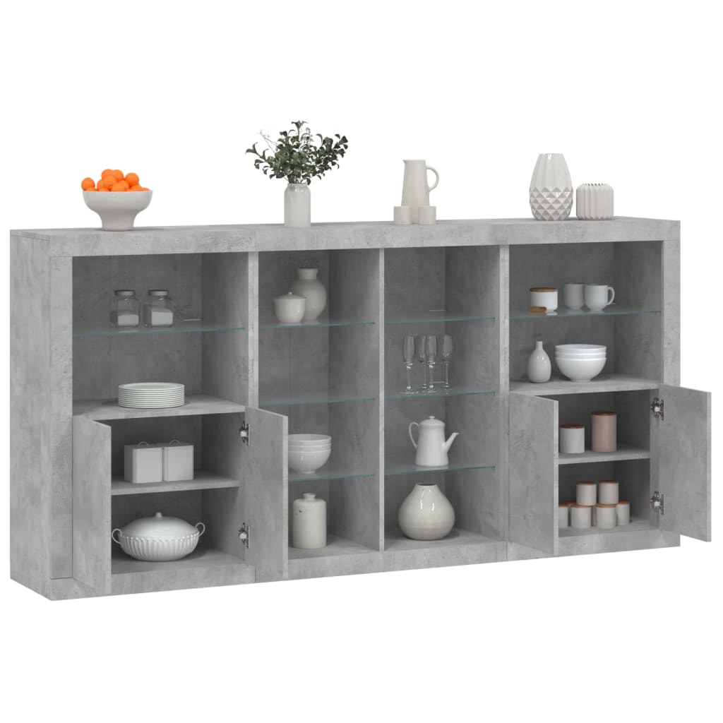 Dressoir met LED-verlichting 202x37x100 cm betongrijs is nu te koop bij PeponiXL, paradijselijk wonen!