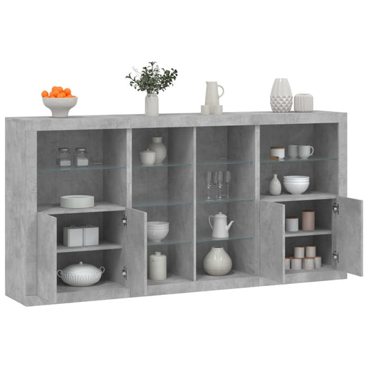 Dressoir met LED-verlichting 202x37x100 cm betongrijs is nu te koop bij PeponiXL, paradijselijk wonen!