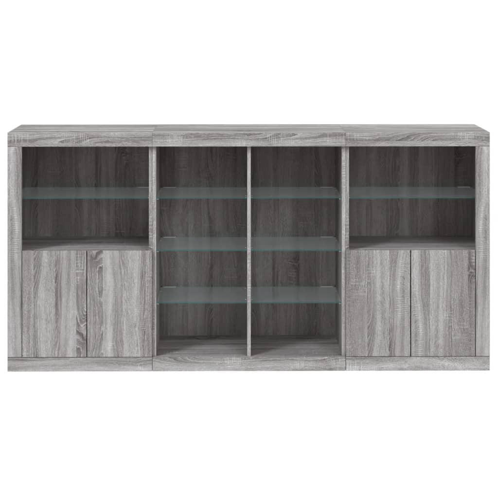 Dressoir met LED-verlichting 202x37x100 cm grijs sonoma eiken is nu te koop bij PeponiXL, paradijselijk wonen!
