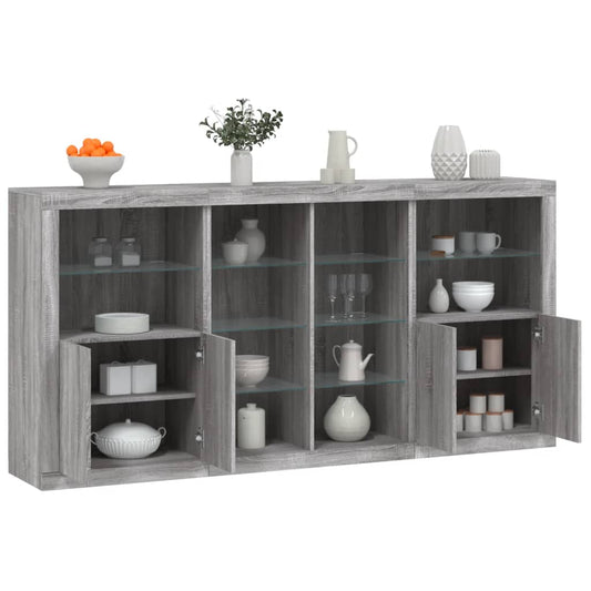 Dressoir met LED-verlichting 202x37x100 cm grijs sonoma eiken is nu te koop bij PeponiXL, paradijselijk wonen!