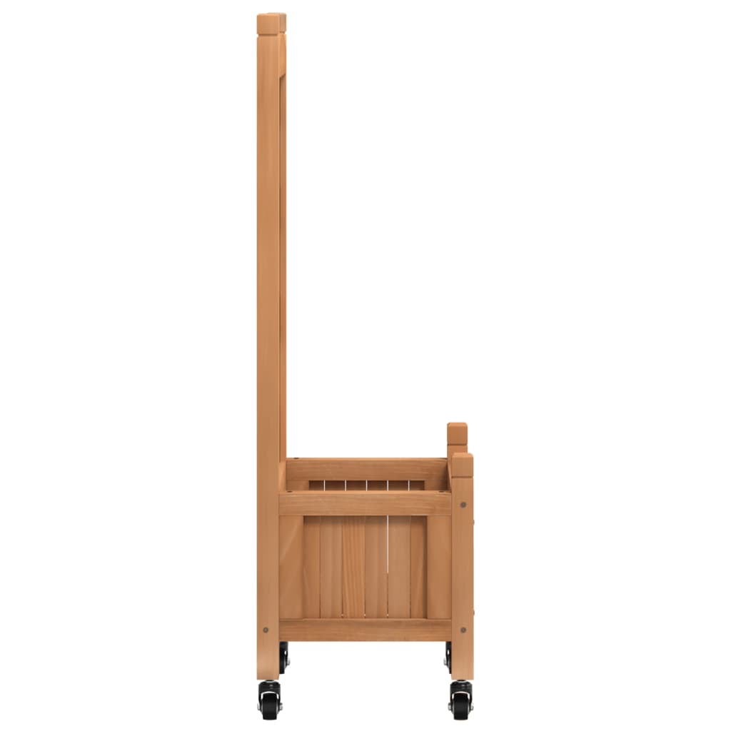 Plantenbak met latwerk en wielen massief vurenhout bruin is nu te koop bij PeponiXL, paradijselijk wonen!