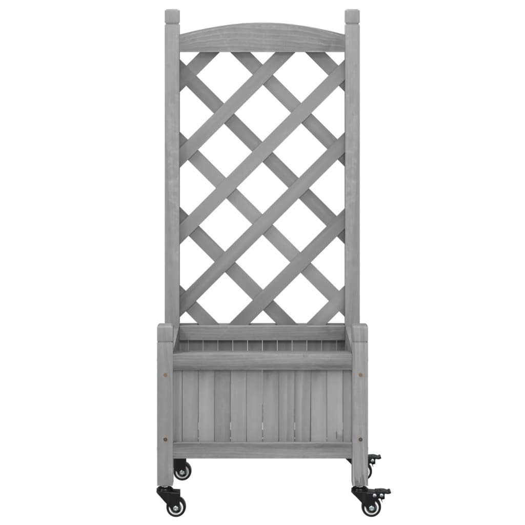 Plantenbak met latwerk en wielen massief vurenhout grijs is nu te koop bij PeponiXL, paradijselijk wonen!