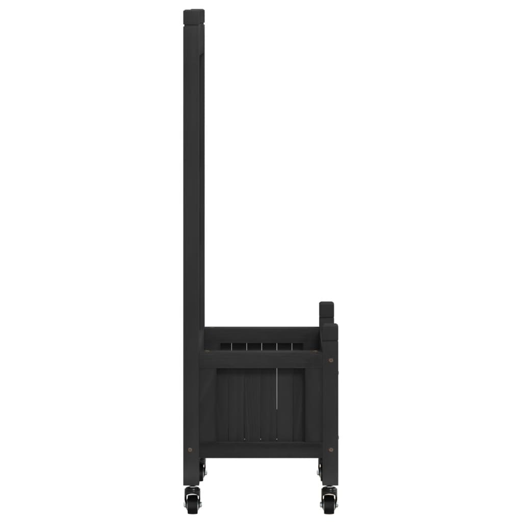 Plantenbak met latwerk en wielen massief vurenhout zwart is nu te koop bij PeponiXL, paradijselijk wonen!