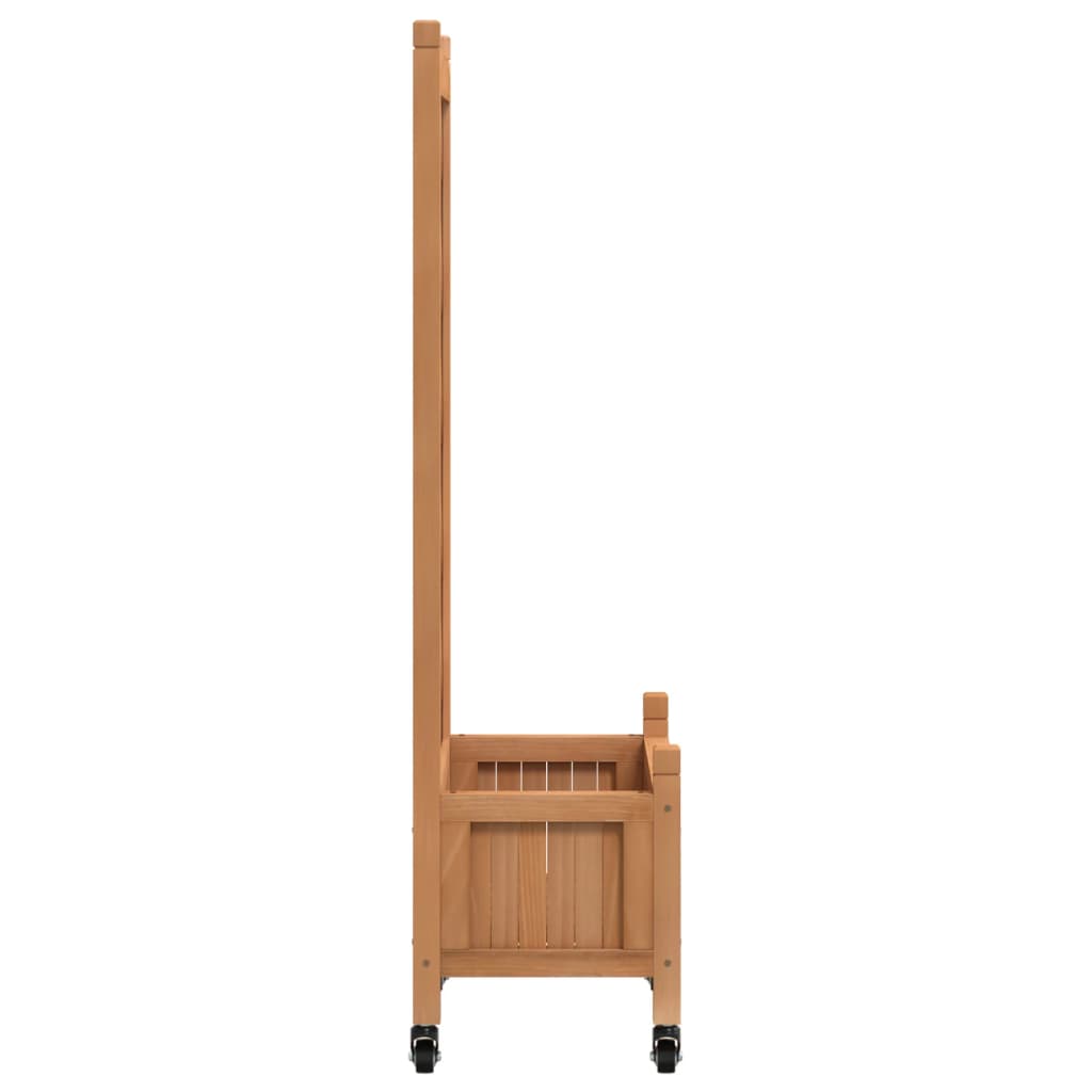 Plantenbak met latwerk en wielen massief vurenhout bruin is nu te koop bij PeponiXL, paradijselijk wonen!