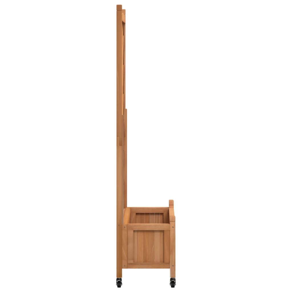 Plantenbak met latwerk en wielen massief vurenhout bruin is nu te koop bij PeponiXL, paradijselijk wonen!