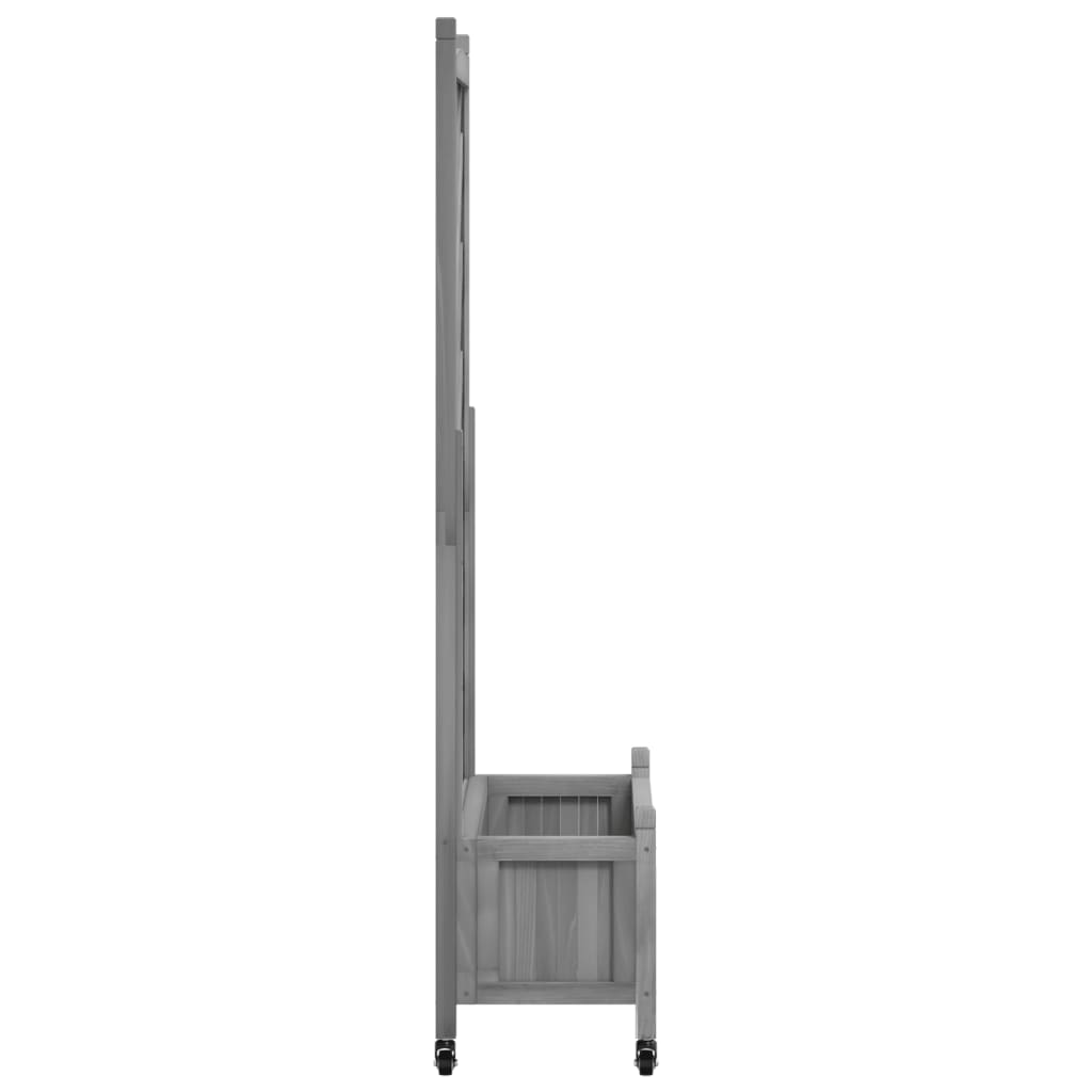 Plantenbak met latwerk en wielen massief vurenhout grijs is nu te koop bij PeponiXL, paradijselijk wonen!