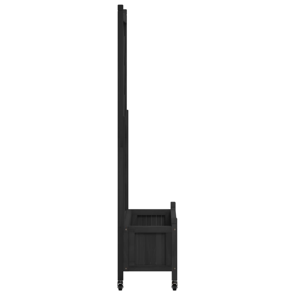 Plantenbak met latwerk en wielen massief vurenhout zwart is nu te koop bij PeponiXL, paradijselijk wonen!